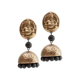 Designer Earrings with Lord Ganapathi studs and black embellishments