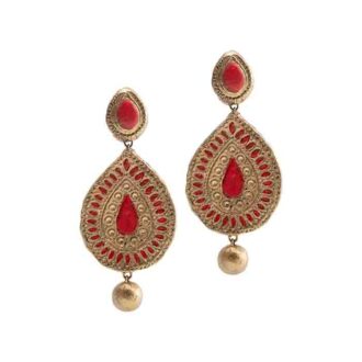 Antique gold and red accent dangle and drop earrings
