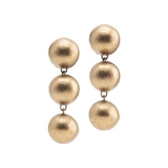Classy 3 bead Dangle and drop designer earrings in antique gold